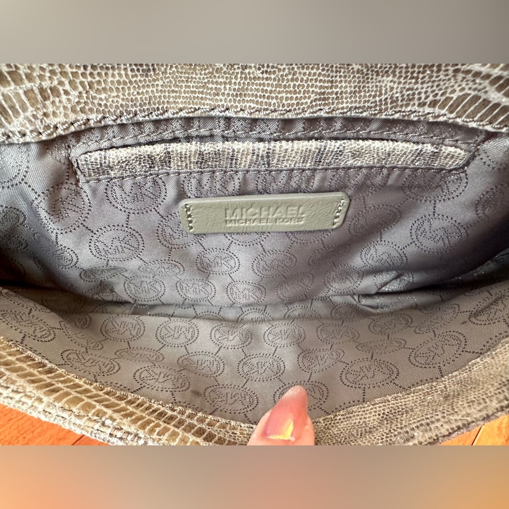 Michael Kors Textured Gray Python Shoulder Bag - image 9
